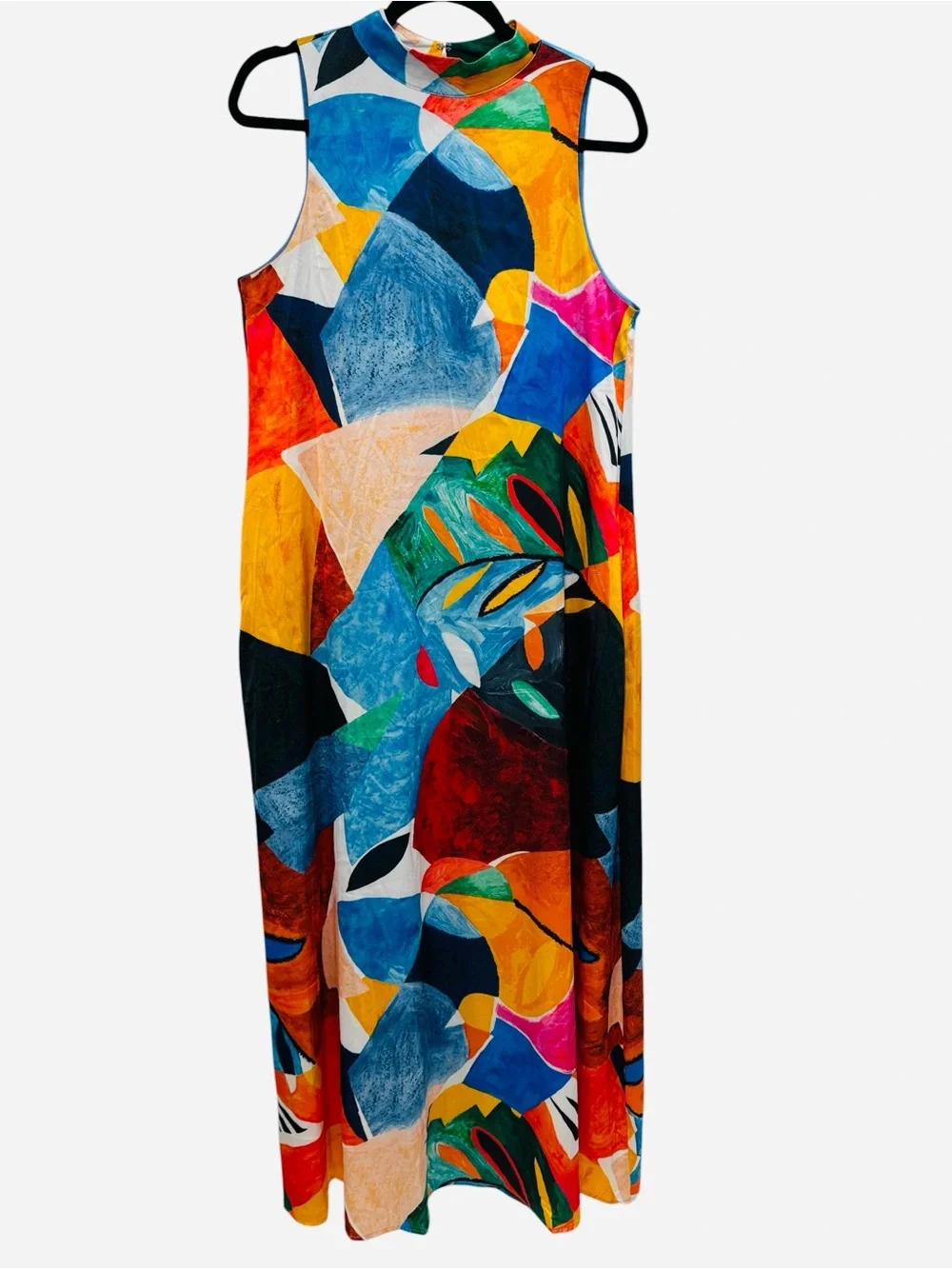 Nicole Miller Abstract Print Mock Neck Sleeveless Maxi Dress Multicolor Sz M - Picture 2 of 11